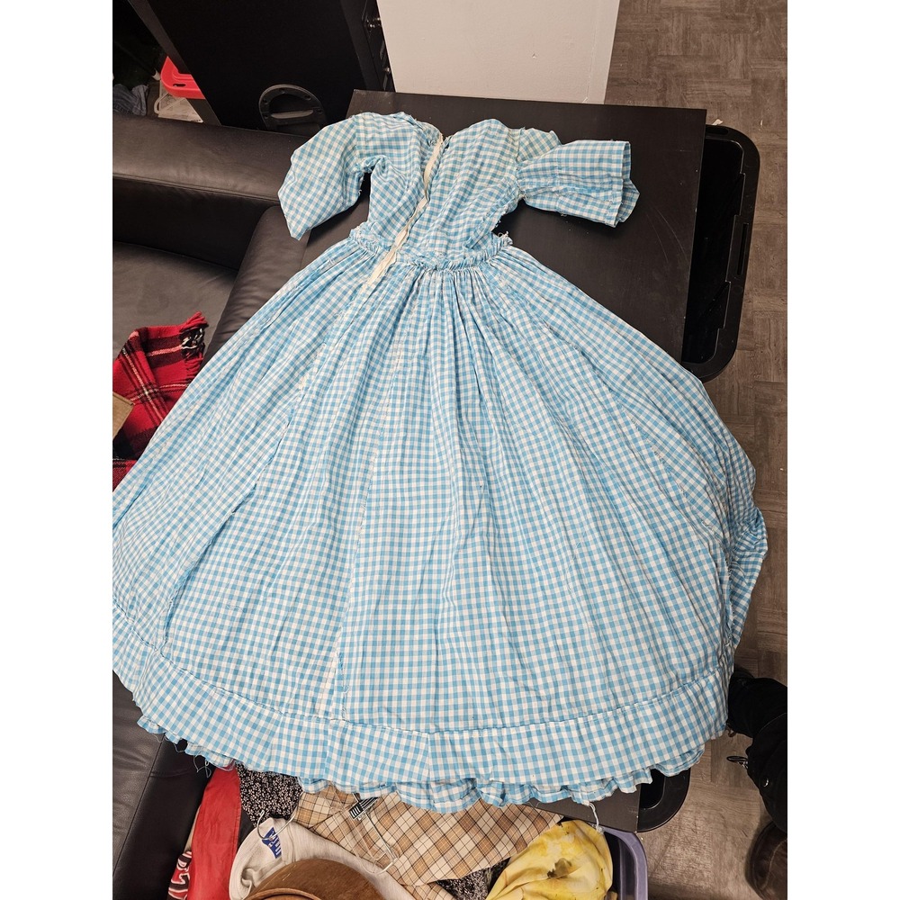 Vintage Cottagecore Gingham Blue Dress 60s / 70s Dorotyh Wizard of‎ Oz Style - Picture 13 of 13